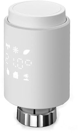 Tête Thermostatique Connectée et Intelligente, ZigBee 3.0 Vanne Thermostat Radiateur,Économie d'énergie, Programmable, Contrôle Vocal, Compatible avec Alexa/Home Assistant, Requiert Le Hub Zigbee