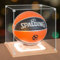 Nonemey Basketball Vitrine mit Led Licht, Acryl vitrine schaukasten Display case mit Ständer für volle Größe Volleyball Basketball Sport Memorabilia Vitrine für Sammlerstücke(Holz, 27x27x27cm)