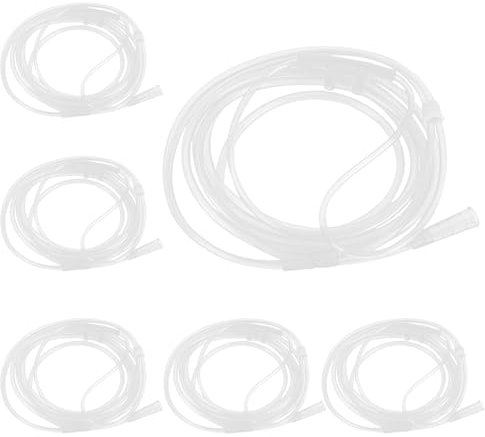 WANDGU 6 pezzi occhiali per ossigeno: 6 tubi trasparenti in silicone per ossigeno, durevoli e resistenti, per terapia respiratoria (5m)