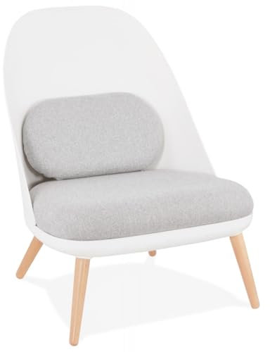 Lounge Stuhl Skandinavisch Kunststoff Textil | Sessel mit Holzbeinen für Wohnzimmer | Relaxsessel Gepolstert | Nordisches Design | 74x66x76 cm 185 kg Belastbar | TICOS Kollektion