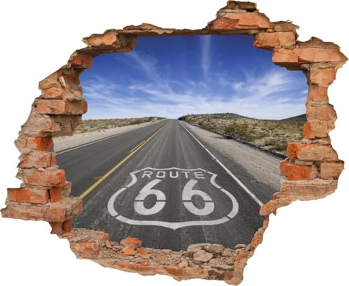 DesFoli Wandtattoo Route 66 USA Highway - verschiedene Rahmentypen DW000103 Farbe Roter Stein Quadratisch, Größe 73 cm x 60 cm