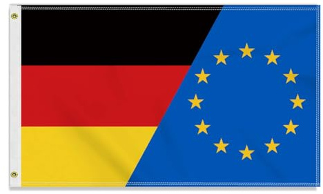 Große 90×150 CM Deutschland Europäische Union Flagge, großes 150D Deutsch EU Freundschafts banner,Strapazierfähige Deutschlandfahne Doube-Seitendruck Dekor Messingösen large European Union