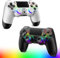 Suoxiom Wireless Controller für PS-4,Game Controller Kompatibel mit PS-4/Pro/Slim,Bluetooth Gamepad Joystick mit RGB-Licht,1000-mAh-Akku, 3,5-mm-Audiobuchse und Turbo-Funktion (WHITE+BLACK)