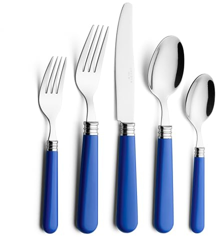 ANNOVA Besteckset, 20-teilig, Griff aus Edelstahl - 4 x Tafelmesser; 4 x Tafelgabeln; 4 x Salatgabeln; 4 x Esslöffel; 4 x Dessertlöffel (Blau, 20 Stück)