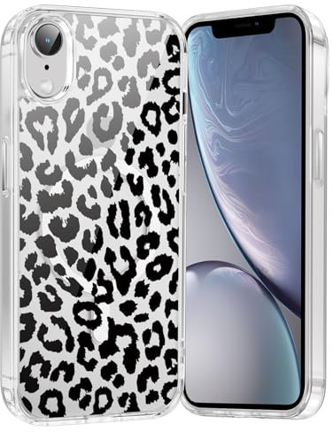 Saqmkil Handyhülle Magnetische für iPhone XR 6,1 Hülle,Kompatibel mit MagSafe, Durchsichtig Aesthetic Muster Leopard Mädchen Case, Transparent Weich Silikon TPU Bumper Stoßfeste Schutzhülle Cover, 03