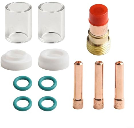 Tig - Kit di 12 attrezzi per saldatura, con coppette in vetro, pinze e O-Ring, adatto per varie attività di saldatura ad argon
