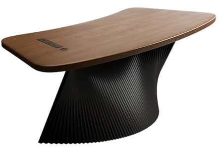 GEK208130 Einfach Moderner Home-Office-Schreibtisch mit gewelltem Untergestell aus Kohlenstoffstahl, geräumiger Schreibtisch-Arbeitsplatz mit Ladesteckdosen Schreiben(S)