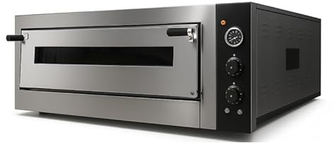 Forno per pizza elettrico professionale – 4 x Ø 33 cm – 4,7 kW – Temperatura fino a 450°C – Porta vetrata – Termostato manuale