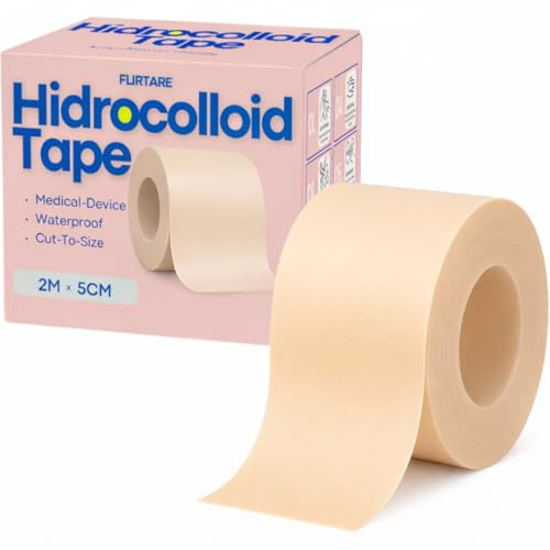 Pansement Hydrocolloïde – Rouleau 5cm×2m – Patch Anti-Acné & Pansement Cicatrisant Imperméable pour Ampoules, Boutons, Coupures – Transparent & Sans Latex (2M)