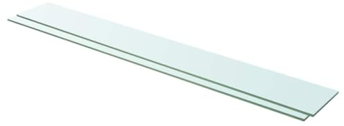 mtlskopl 2er Set Glasregal Transparent 110x15 cm 8 mm Hartglas Wandbrett mit 15 kg Tragkraft Modernes schwebendes Design für Wohnzimmer Bad Küche Büro und Schlafzimmer