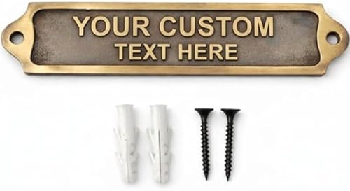 Custom Antique Vintage Door Plaque Sign — Personalized Engraved Wall & Door Name Plate with Screws for Home Office Business Entrance Decor.