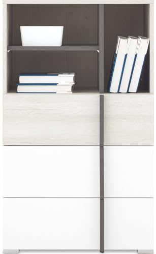 Masseno Kommode Bergamo 60 cm Sideboard mit 3 Schubladen und Türen für Wohnzimmer Schlafzimmer Modern 60x40x100 cm Eichefarben/Eichefarben