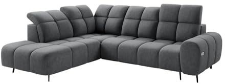 MW EURO-MEBLE Ecksofa Sergio L - Wohnlandschaft, Polstersofa, Polstercouch (Linke Seite Graphit: Raven 16)