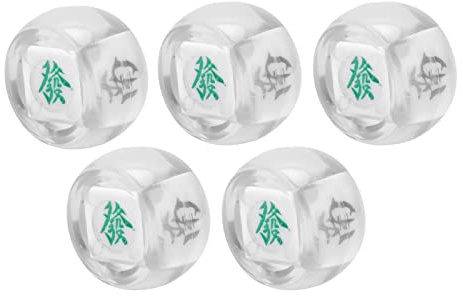 BTOSEP Mahjong Windrichtungswürfel, Langlebiges, Leichtes Würfelset für Casino-Brettspiele, für Mahjong-Spieler, Kugelwürfel aus Kunststoff, 5 Stück Würfel (Transparent)