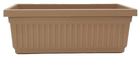 The HC Companies Venetian Window Planter Box w/Drain Plug - Long Planter Box for Windowsills, Balconies & More - Plastic Large Rectangular Planters for Herbs & Flowers (24 Sandstone, Pack of 1)