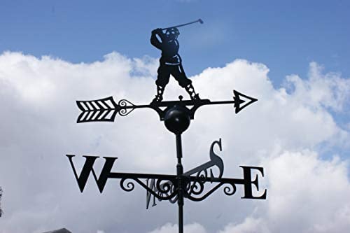 GAP GARDEN PRODUCTS - Golfer (Golf) Design Weathervane. Solid Metal Construction and Coated in a Durable Black Finish