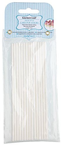KitchenCraft, Sweetly Does It Cake Pop Sticks, Lolly Pop Sticks, Paper, Pack of 50, White