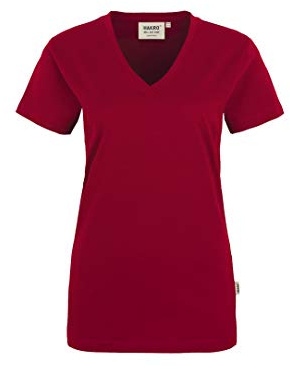 HAKRO Damen V-Shirt „Classic“ - 126 - weinrot - Größe: L