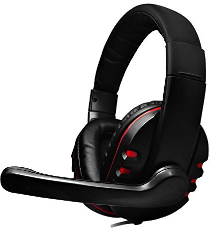 Dynamode Headset with Microphone - Wired Headphones for Computer, Laptop, Gaming, Office,Work - DH-878 Red/Black Adjustable Sound Cancelling Headphones for Skype, Chat, Calls, Streaming