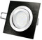 LED-Einbaustrahler Ultra flach (30mm) QF-2 quadratisch Alu schwarz gebürstet schwenkbar mit 4W LED Modul warmweiß 2700K 230V ohne Trafo | Oberfläche schwarz eloxiert | glanzpolierter Innenring