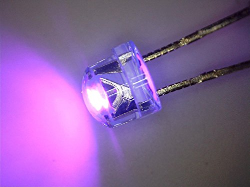 100 Stück LED 5mm Straw hat UV ultraviolett, Kurzkopf, Flachkopf 110° 390nm