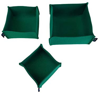 voigt design Filz-Körbchen 3er-Set Piccolo (20 Farben) - Korb - Box - Aufbewahrung - Utensilienkorb - Brotkorb - Obstkorb - Regalkorb - eckig - quadratisch (134 dunkelgrün)