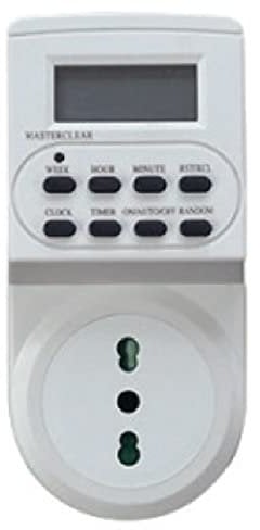 MKC MKTIE-2 Timer Digitale 10 programmi on/off giornalieri e 160 settimanali, Tempo di impostazione : Minimo 1 Minuto Massimo 7 Giorni, Programmazione orario: 12/24 Ore, Bianco, media