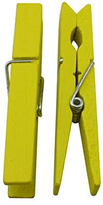 Wuuycoky Wood Craft Lot de 60 pinces à linge avec ressort Jaune 7,4 cm