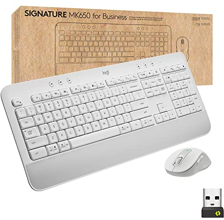 Logitech Signature MK650 Combo for Business, mouse e tastiera senza fili, Logi Bolt, Bluetooth, SmartWheel, certificato a livello globale, Windows/Mac/Chrome/Linux - Bianco