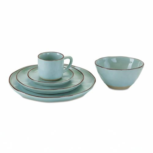 LOBERON Biarré Service 30 pièces - Matière volontairement irrégulière - Style méditerranéen authentique, turquoise