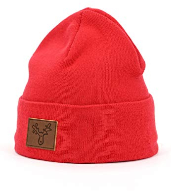 ELKLINE Umschlagmütze mit Elch-Logo Baumwolle Strickmütze, Farbe:rot