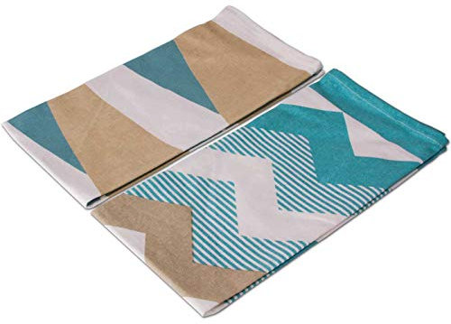 etérea Himmlische Qualität Sterzbachs Geschirrtücher Baumwolle - Zickzack Design - Küchentücher 45x90 cm - 2er Set - Küchenhandtücher 170 GSM - trockentücher Küche - Geschirrtücher Blau