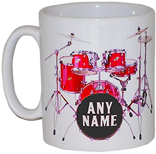 Drum Kit Ceramic Mug Any Name Personalised Funny Drummers Novelty Gift