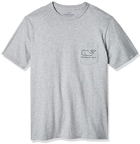 Vineyard Vines Men's Short-Sleeve Vintage Whale Pocket Tee T-Shirt, Heather Gray, Medium
