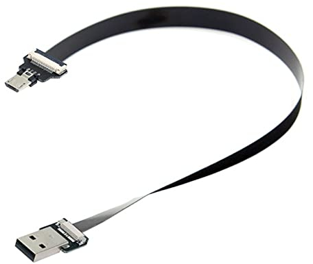 Cablecc Cavo FPC piatto da USB 2.0 tipo A maschio a micro USB 5 pin maschio, per FPV, disco e telefono, 200 cm