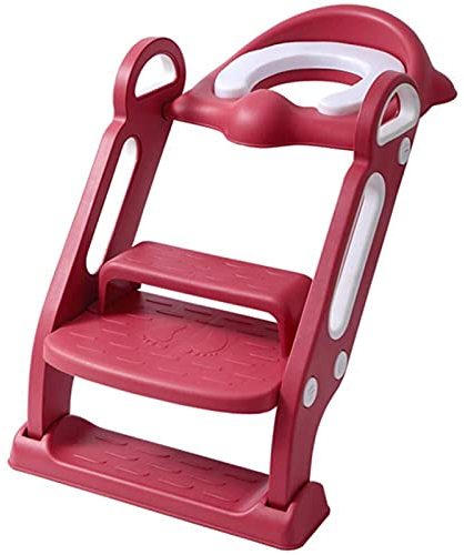 Cages Höhenverstellbare Toilettensitz mit Leiter, gepolsterter Baby-Töpfchen-Trainingssitz, maximale Last von bis zu 75 kg, rutschfest stabile Faltbare Toilettenstraining für Jungen und Mädchen