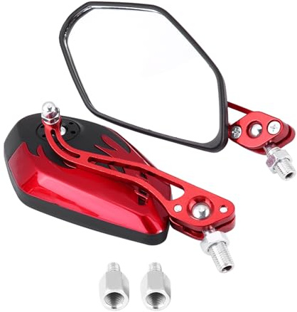 1 Paar Scooter Aluminium Flammenmuster Seitenrückspiegel für M8M10 Universal Motorrad(rot)