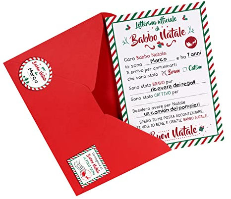 ÏMPRÜM Letterina Babbo Natale, Lettera Babbo Natale In Italiano, Adesivi Natalizi Per Natale, Regali Per Bambini Natalizi,