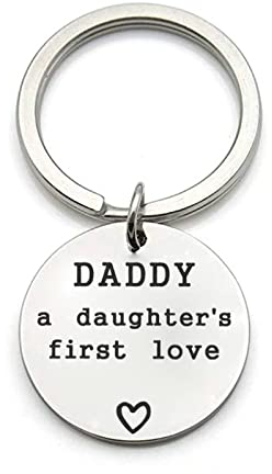 Banemi Schlüsselanhänger Herren, Herren Schlüsselanhänger Graviert Daddy A Daughters First Love Geburtstagsgeschenk Schlüsselanhänger