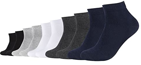 Camano Unisex Socken CA-Soft Organic Cotton Quarter 10er Pack für Damen Herren 35-38 39-42 43-46 Schwarz Grau Blau