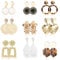 Finrezio 9 Paar Clip-Ohrringe für Frauen, Rattan, Kunstharz, Acryl, Tropfen-Ohrringe, leicht, geometrisch, Rattan, Quaste, Tropfen-Ohrringe, Schmuck, Acryl, Rattan, Kein Edelstein