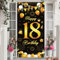 18. Geburtstag Banner Schwarz Gold, 18 Jahr Geburtstag Deko Tür Hintergrund für Junge, Großer Stoff 18 Geburtstag Party Dekoration Fotohintergrund Poster für Mädchen Tisch Wand Dekoration, 185 x 90cm