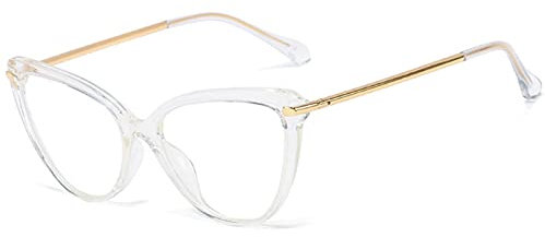 JYCCH 0.5-3.5 Blaulichtblockierende Katzenaugen-Lesebrille für Damen, Anti-Augenbelastungs-Federscharnier-Computerleser (Weiß 3)