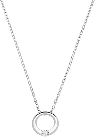 Amor Kette mit Anhänger 925 Sterling Silber Damen Halsschmuck, mit Zirkonia synth., 42+3 cm, Silber, Kommt in Schmuck Geschenk Box,