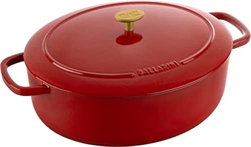 BALLARINI Bellamonte Auflaufform, Bräter, Dutch Oven, Emailliertes Gusseisen, Oval, 33 cm, 6,5 L, Rot