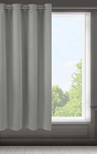 Eurofirany Logan Vorhang Blickdicht, Blackout, Satin Verdunkelungsvorhang mit Ösen -1 STK. Ösenvorhang, Elegant, Glatt, Einfarbig, Wohnzimmer, Schlafzimmer, 140x175 cm, Grau