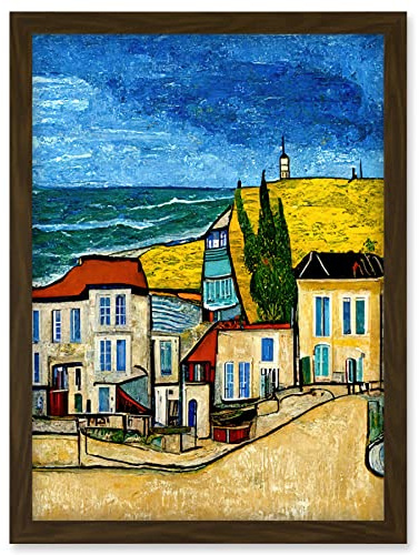 Doppelganger33 LTD Italy Rimini Seaside Town Van Gogh Style Modern Artwork Framed Wall Art Print A4