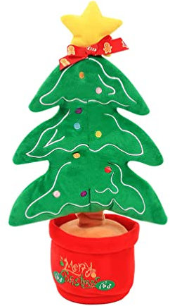 NUOBESTY Peluche De Noël Qui Chante Et Danse Décoration Animée pour Jouet Parlant à Pile pour Ambiance Festive Et Décoration De Noël