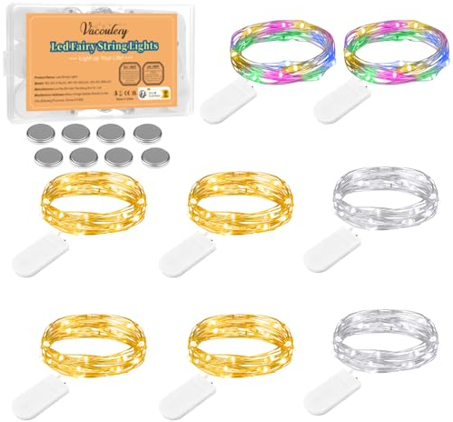 Vacoulery LED Mini Lichterkette mit Batterie, Innen Lichterkette 2M 20LEDs Wasserdicht Micro Lichterkette für Zimmer Innen Halloween Weihnachts Party Hochzeit