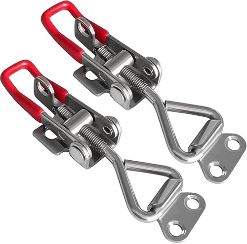 JoyTube Toggle Latch Clamp 4002 with Lock Hole, 304 Stainless Steel Adjustable Heavy Duty Pull Hasp Latches For Smoker Cabinet Tool Box Case Trunk Door, 550Lbs Holding Capacity (2 Pack)